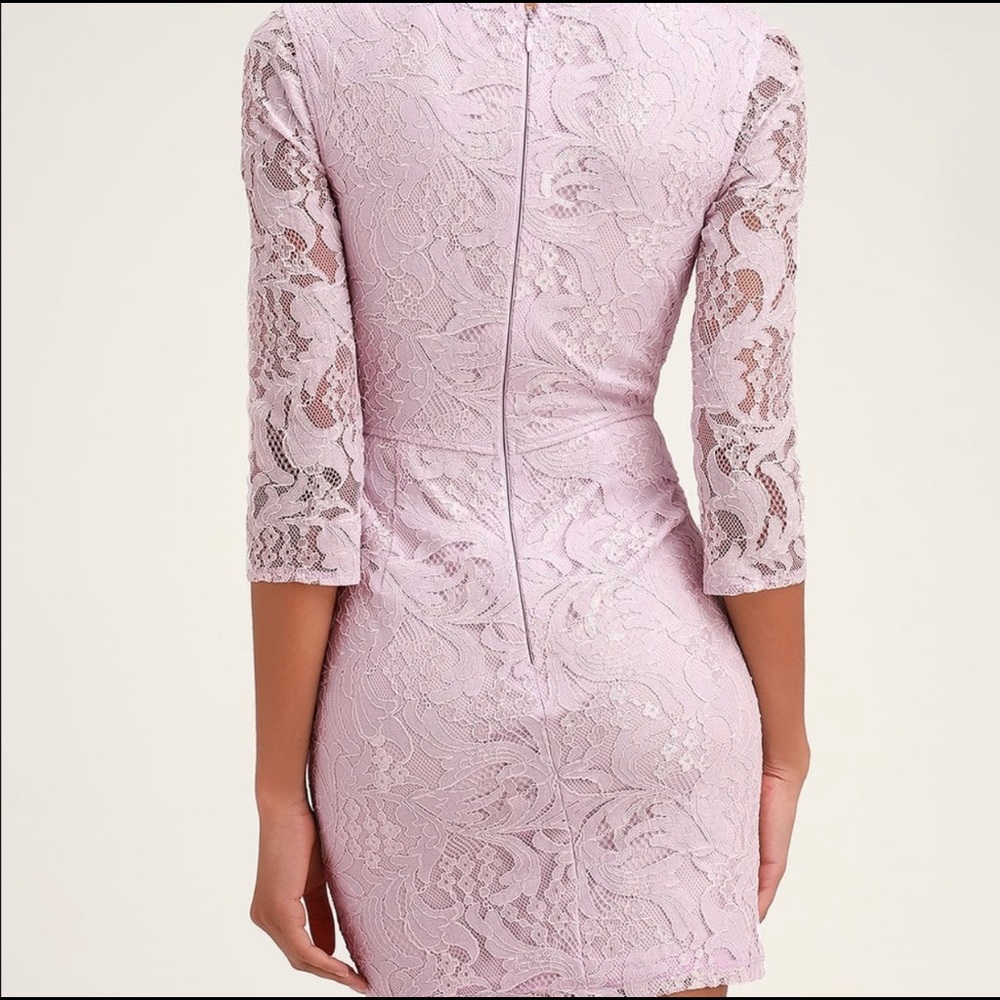 Lulu’s Lilac Mini 3/4 Sleeves Lace Dress, Size XS - Picture 2 of 8